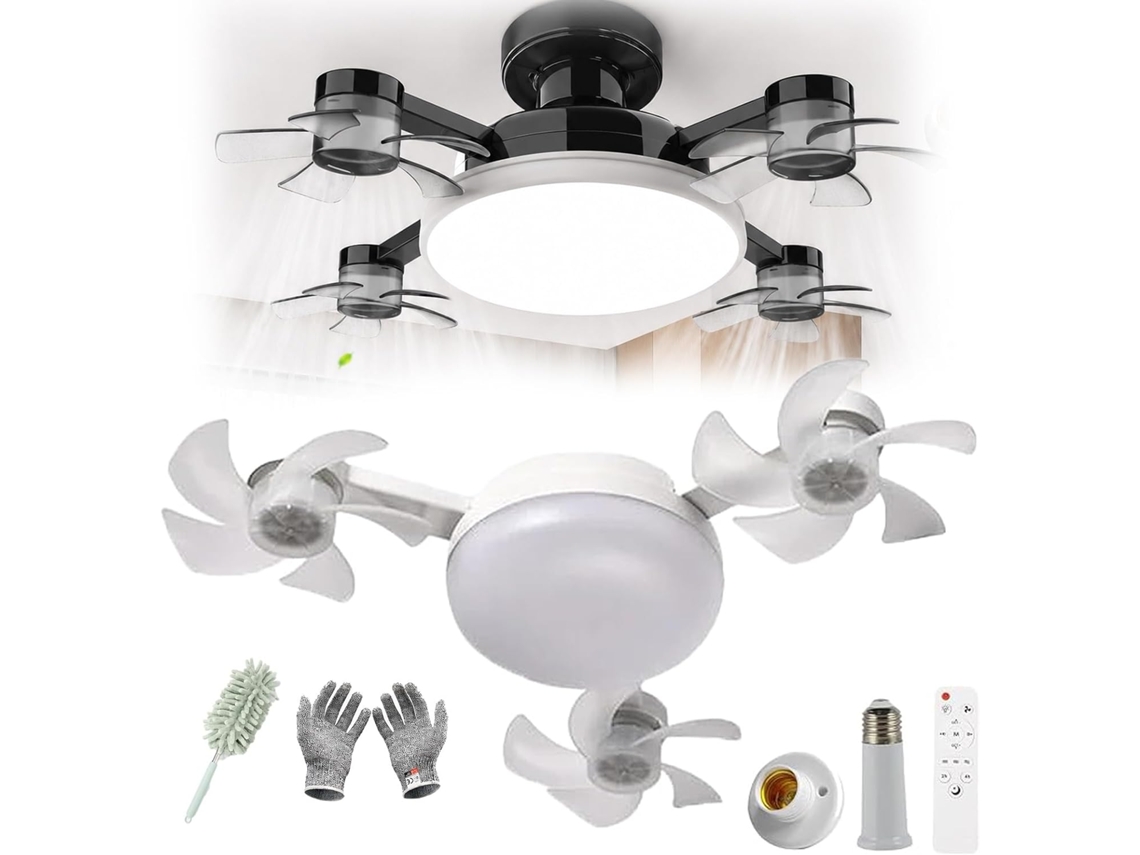 Novo Ventilador De Teto Com Luz E Soquete E27, 2 Em 1: Luminária Led