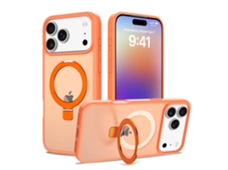 Capa Magnética Com Anel 360 Para Iphone 17 Pro 6.3 - Laranja Fosco, Compatível Com Magsafe E Resistente A Impactos (2025)