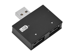 Hub USB 2.0, Splitter, 2 Portas, Preto