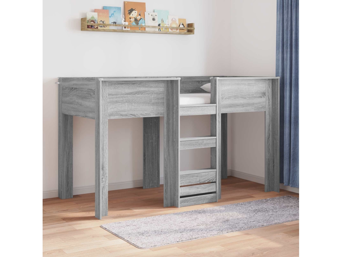 Vidaxl Beliche Para Crianças Cinza Sonoma 75 X 190 Cm