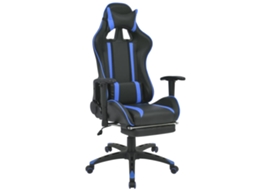 Vidaxl Cadeira Escritório Reclinável Estilo Corrida C/ Apoio Pés Azul