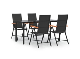 Maison Exclusive - 5 Pcs Conjunto De Jantar P/ Jardim Vime Pe Preto E Castanho