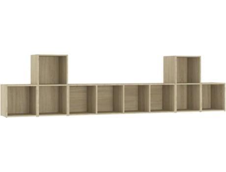 5 pcs conjunto de móveis de TV contraplacado carvalho sonoma