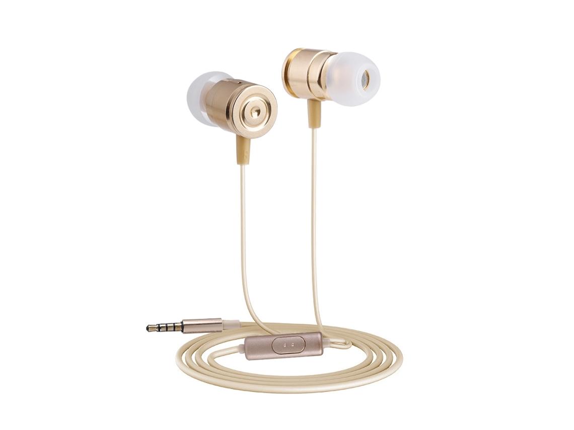 Fones de ouvido metálicos em formato de bala com controle fio EOOCOO