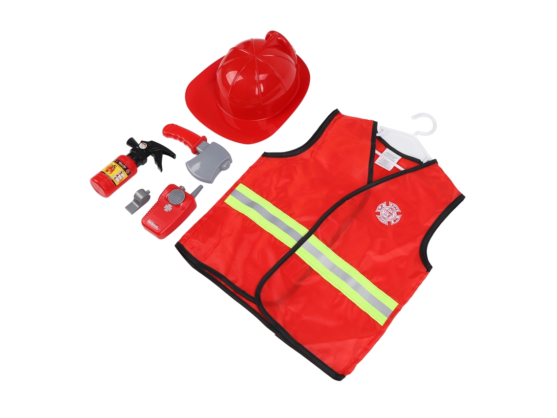 Primerox conjunto Traje de Bombeiro para Crianças Brincadeira Role Play Acessórios 3+ Anos