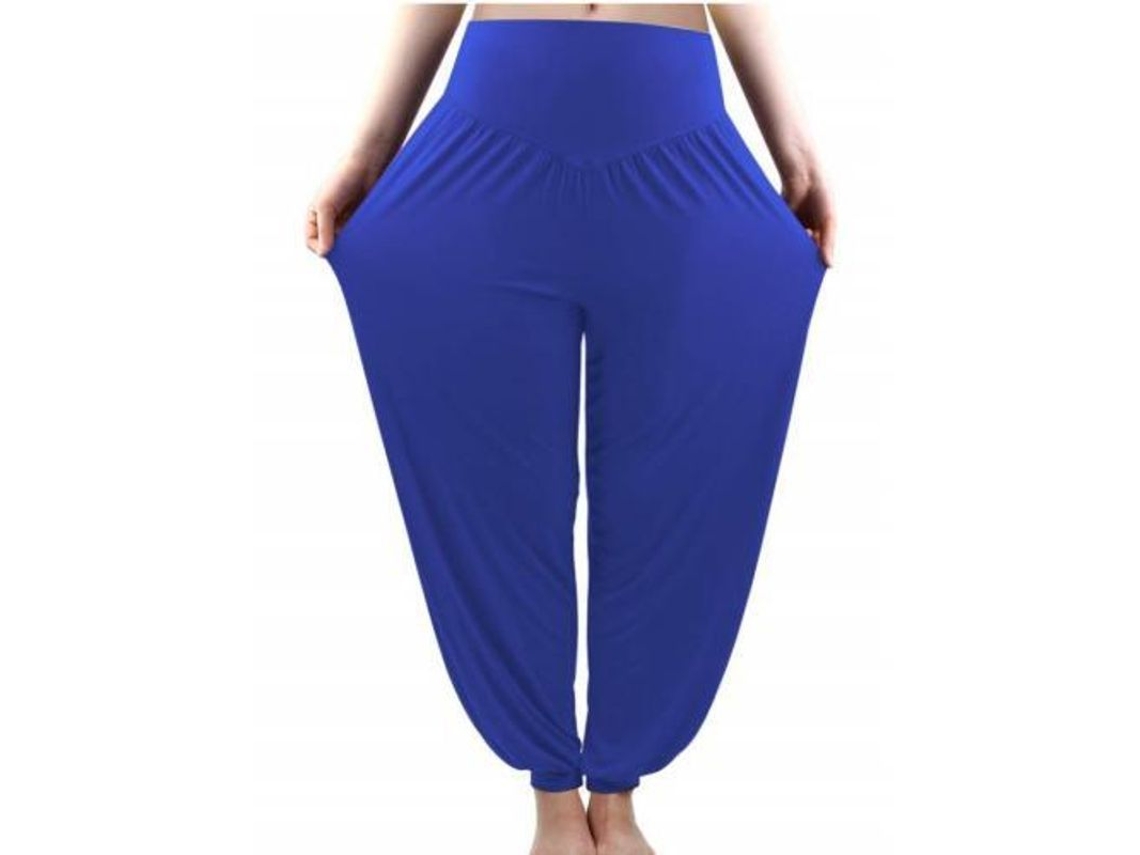 2026 pantalones Harem de Yoga para Mujer Hippie Boho Verano Baggy Joggers Elásticos de Talla Grande L Azul Real
