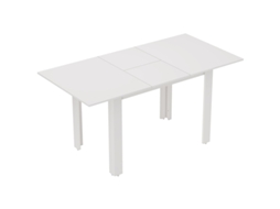 Mesa De Jantar Extensível, 120-160 X 70 Cm, Mesa De Cozinha Ajustável Para 4-6 Pessoas, Mdf, Branco De Alto Brilho Cs