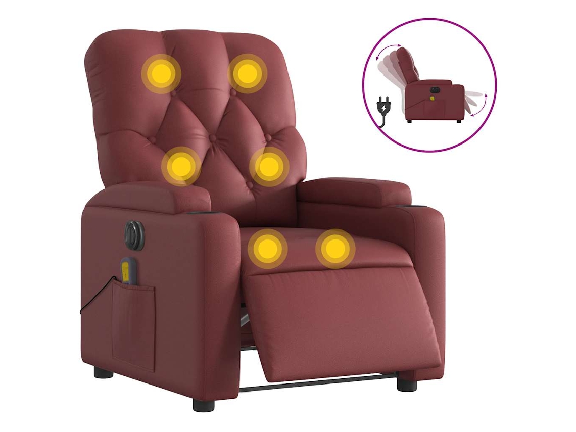 Electric Massage Recliner Chair, Electric Massage Recliner Chairs Vidaxl Vermelho Couro Artificial