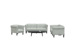 Vidaxl 3 Pcs Conjunto De Sofás Veludo Cinzento-claro