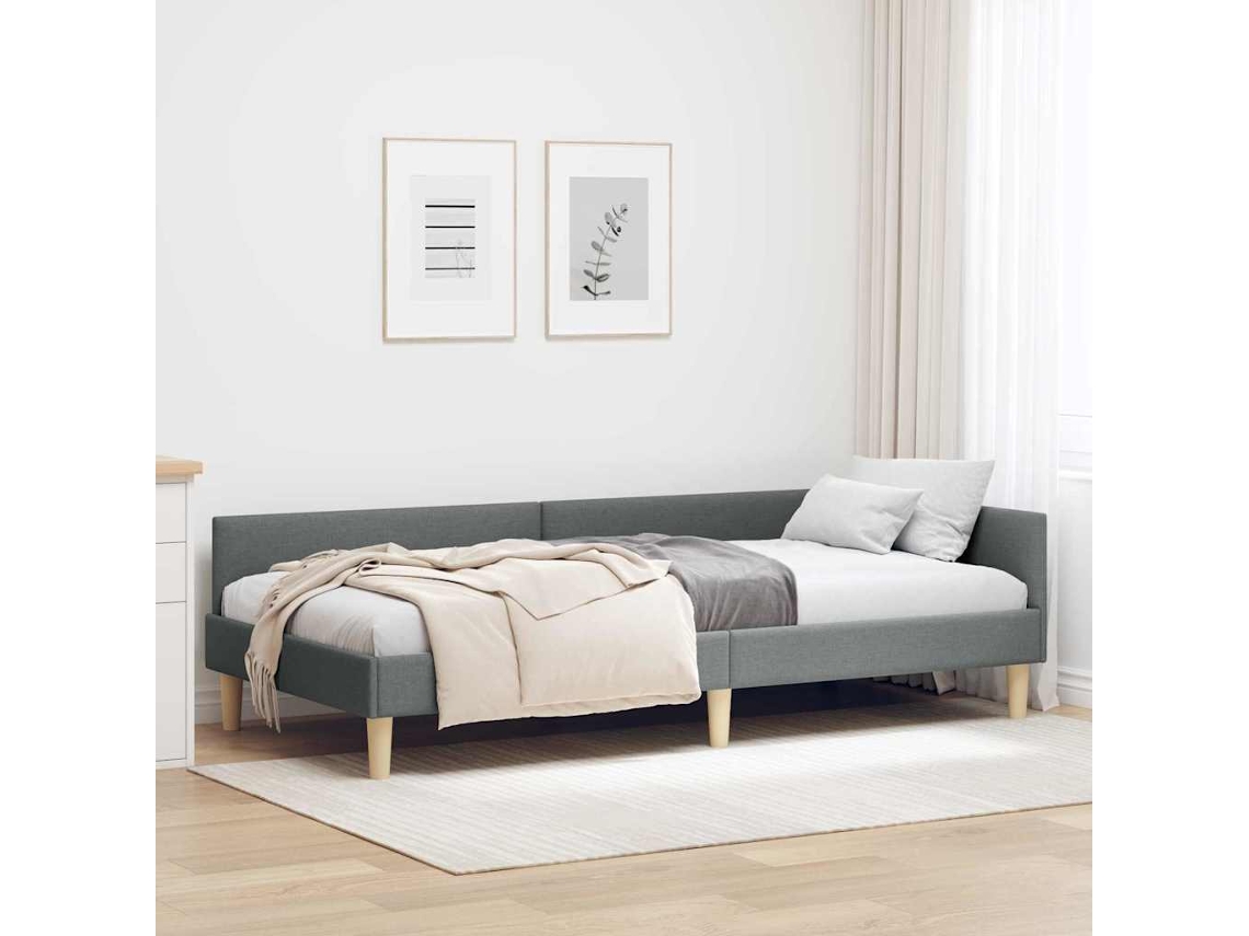 Vidaxl Estrutura de Cama de Canto Cinza Escuro 100 X 200 Cm Tecido