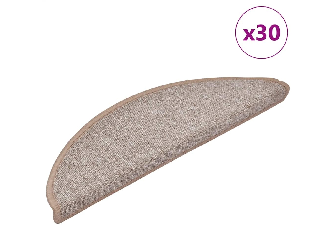 Vidaxl Tapetes De Escada 30 Peças 56x17x3 Cm Marrom Claro Semicircular