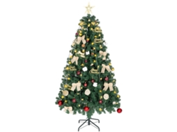 Árvore De Natal De 180 Cm Com Enfeites, 200 Luzes Led Brancas Quentes, 8 Modos De Iluminação E 650 Ramos Verdes.