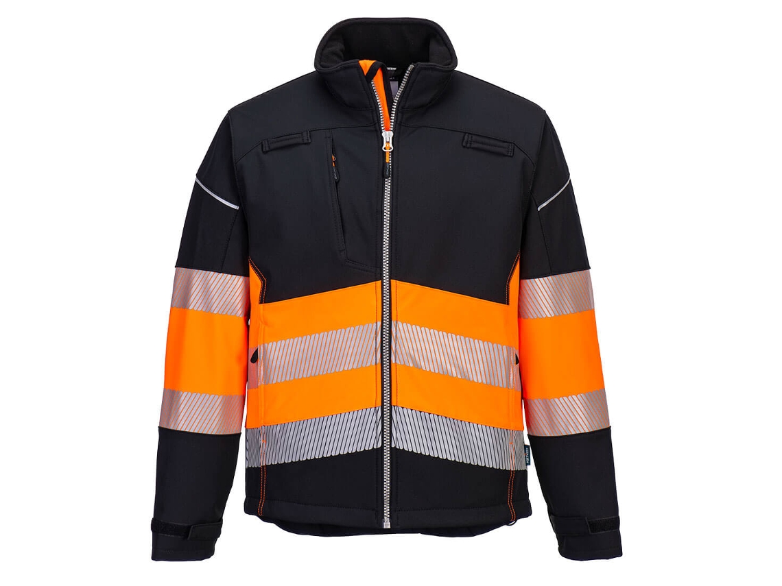 Softshell Pw3 De Alta Visibilidade, Classe 1 (3 Camadas) Preto E Amarelo / Xxxl