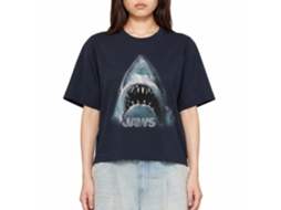 Rockinstone Jaws Movie Head Logo Navy Adult T-shirt Size:l
