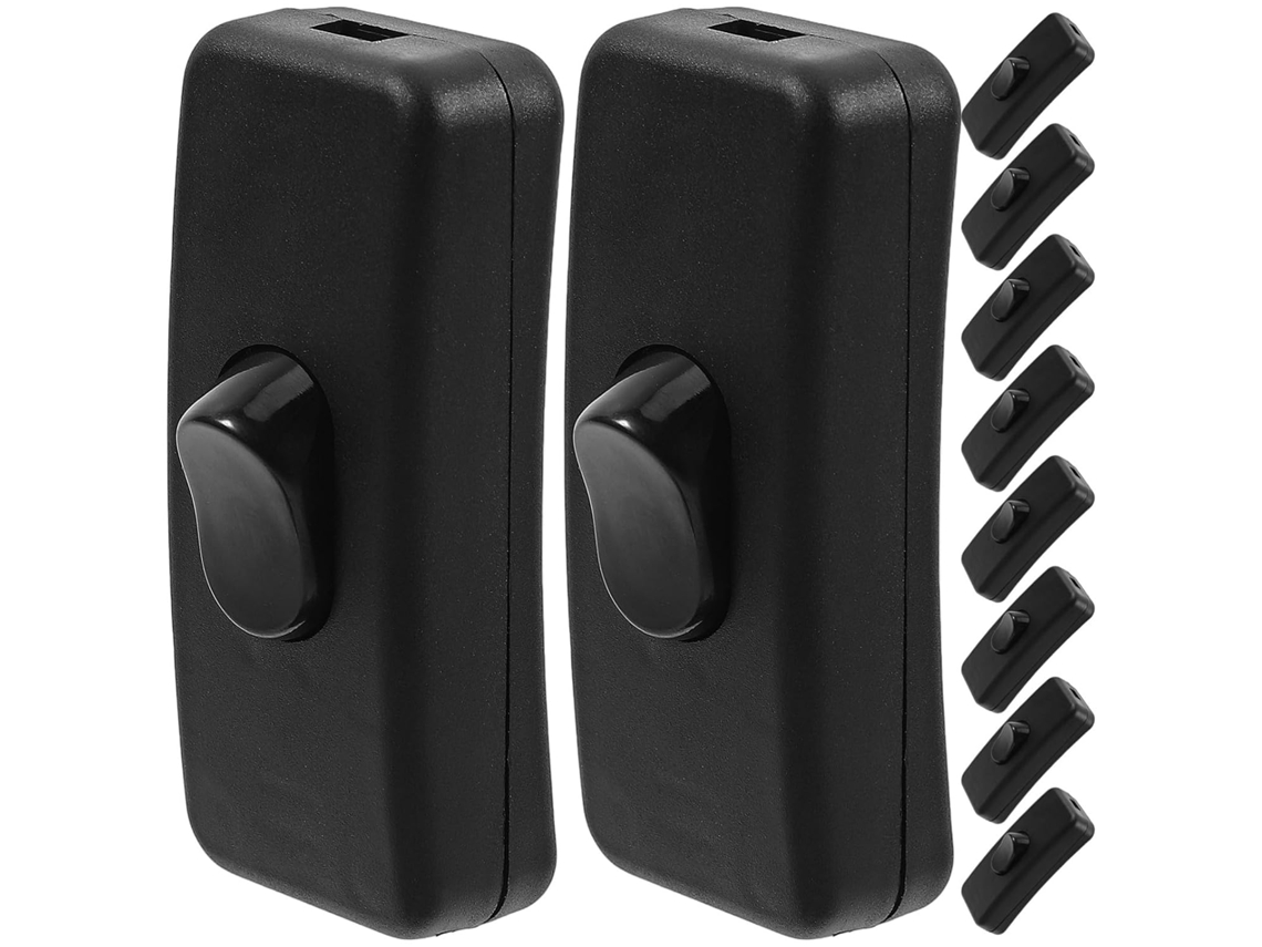 Interruptor De Cabo Para Abajur Artibetter, 10 Peças, Bipolar, 2, 125-250v, Botão Preto, Projetado Para Uso Interno E