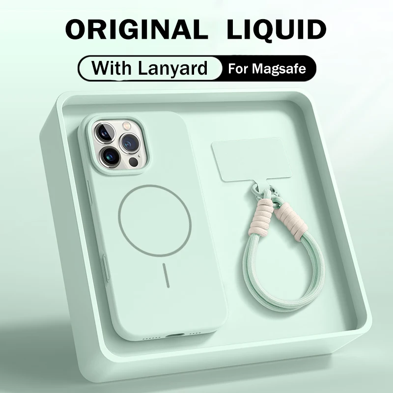 (ciano) Capa Protetora Magnética Para Iphone 14 Pro Max, Feita De Silicone Líquido.