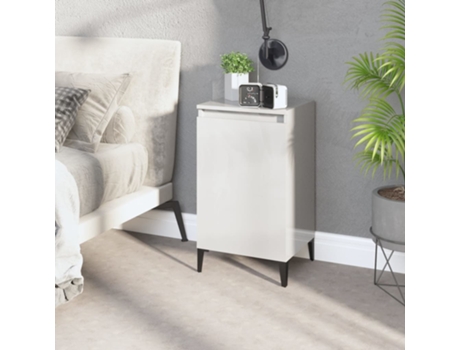 MAISON EXCLUSIVE Mesa de Cabeceira 40X35X70cm Derivados Madeira Branco Brilhante