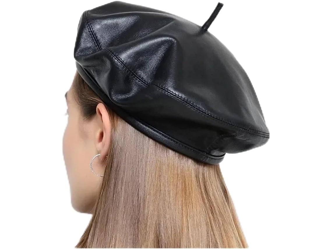 Boina Feminina SFUSHOS em Couro Legítimo Modelo Retrô Tamanhos 54-60 cm