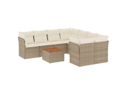Maison Exclusive - 9 Pcs Conjunto De Sofás P/ Jardim Com Almofadões Vime Pe Bege