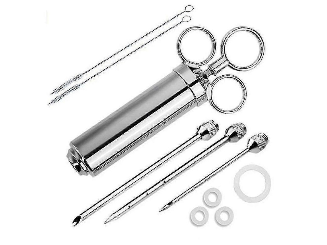 Kit De Injetor De Carne Em Aço Inoxidável 304 Com 3 Agulhas Para Carne Juicy E Saborosa No Churrasco, Bbq E Cozinha