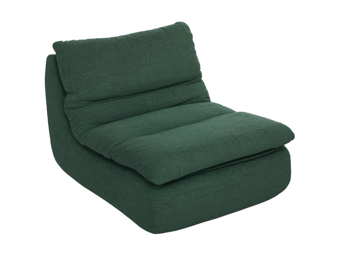 Cadeira De Chão Moderna Estofada, Em Tecido De Veludo Verde, Com Enchimento De Espuma, Dimensões: 82x103x75 Cm