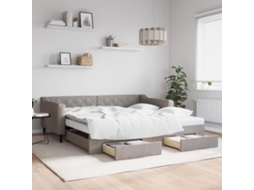 Vidaxl Sofá-cama C/ Gavetão/gavetas 100x200cm Tecido Cinza-acastanhado
