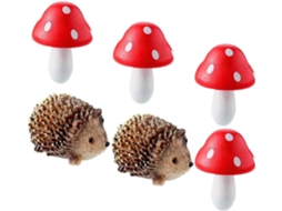 Kichouse Kit de 1 Enfeite de Ouriço em Resina e Madeira, Acabamento Fino, Ornamento Decorativo para Jardim, Lagoa e CHABERLU