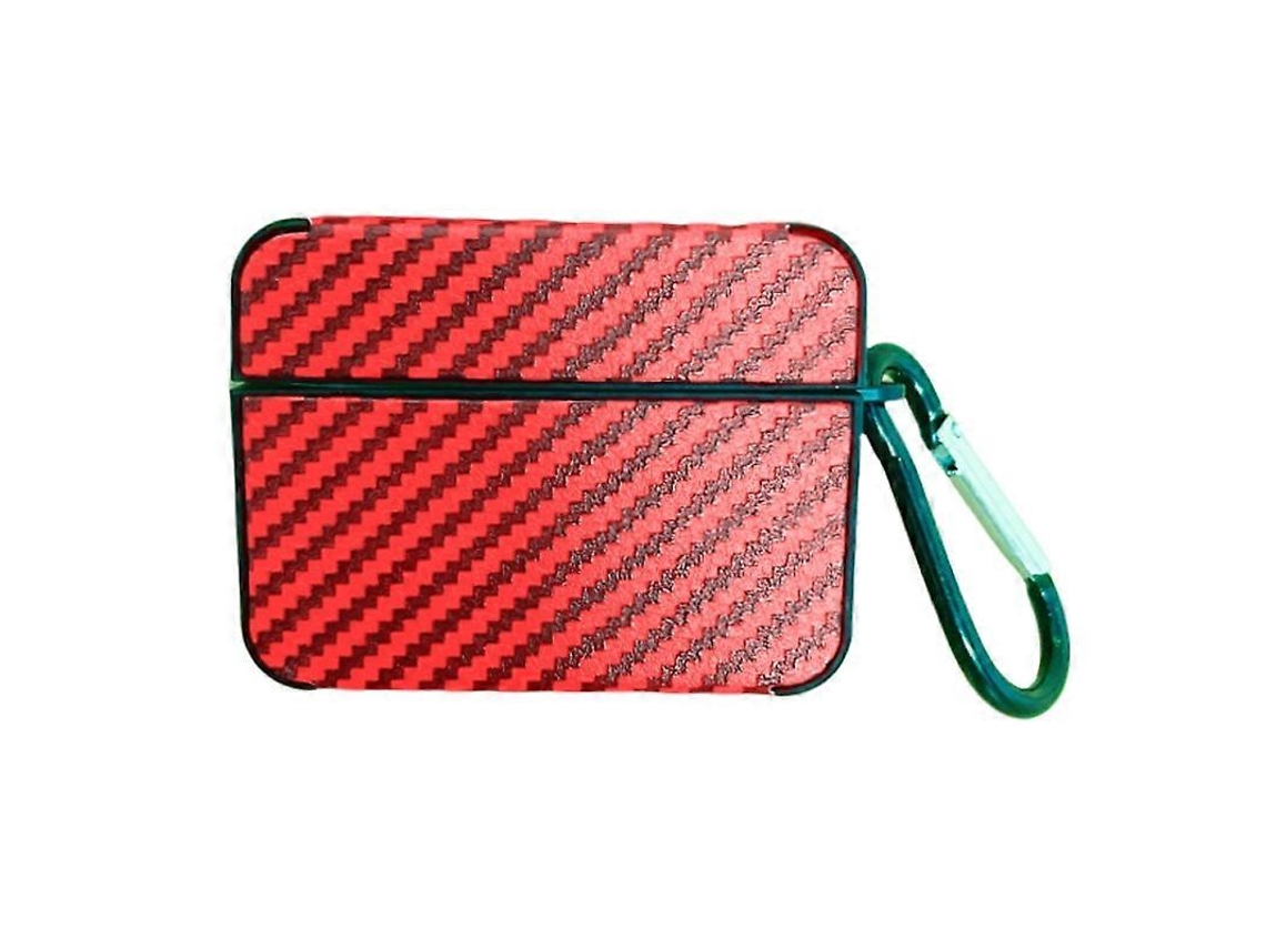 Estojo quadrado para fones de ouvido em couro sintético com fibra de carbono e gancho. GIECY