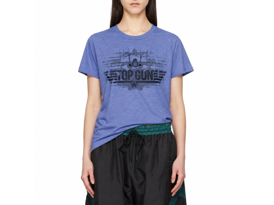 Rockinstone Top Gun Movie Top Distress Heather Light Blue Adult T-shirt Size:s