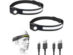 2pcs Lanterna Frontal Led Recarregável Usb À Prova D'água 5 Modos Para Camping Ciclismo Pesca Reparo