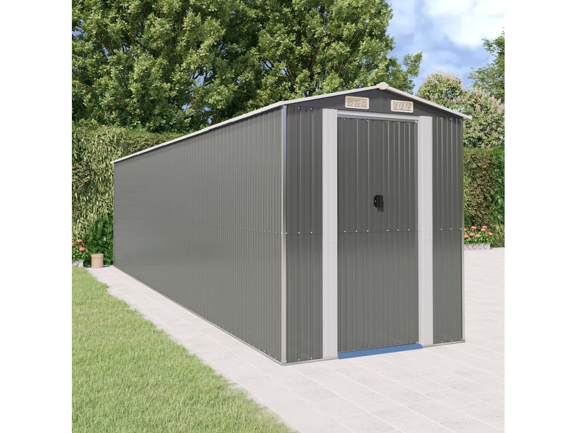 Vidaxl Abrigo De Jardim 192x772x223 Cm Aço Galvanizado Cinzento-claro