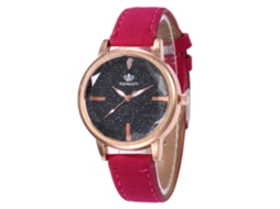 Reloj De Pulsera Analógico De Cuarzo Para Mujer Niña Estudiante Con Dial Redondo Rojo Rosa