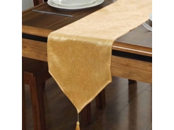Runner de Mesa de Linho Falso Brilhante Lavável (ouro Flash, 14*120 Polegadas)
