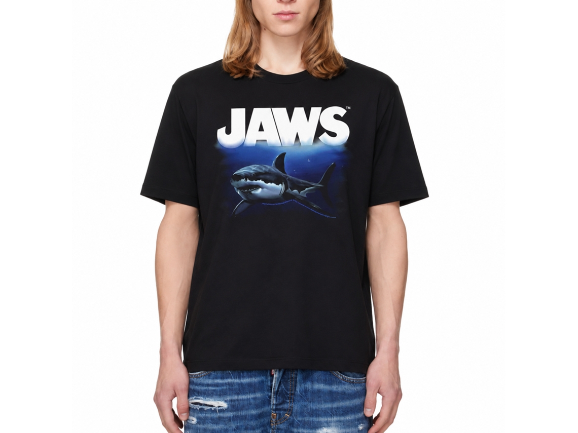 Rockinstone Jaws Movie Deep Blue Sea Black Adult T-shirt Size:xxxl