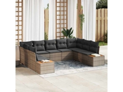 Vidaxl Conjunto de Sofá de Jardim 9 Pcs Cinzeto Rattan Sintético