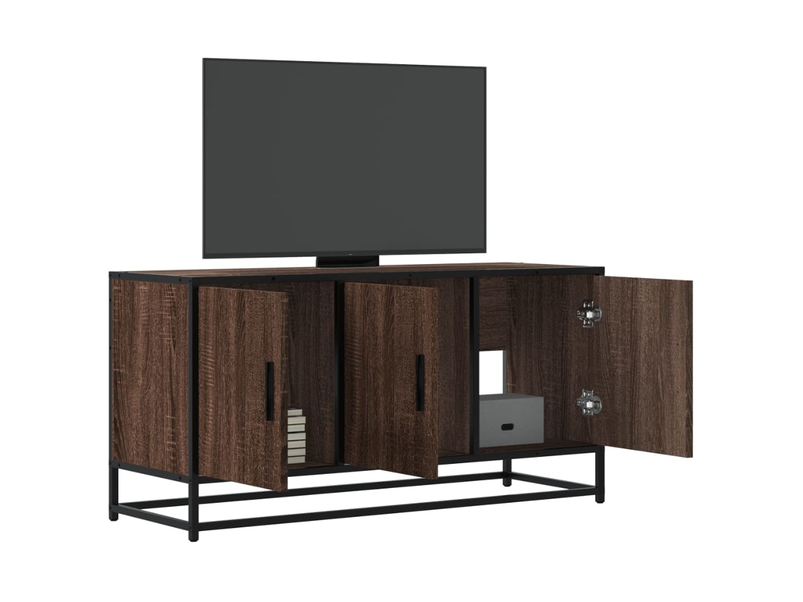 Vidaxl Móvel P/ Tv 100x35x50 Cm Deriv. Madeira/metal Carvalho Castanho
