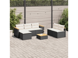 Vidaxl 5 Pcs Conjunto Sofás De Jardim Com Almofadões Acácia E Vime Pe