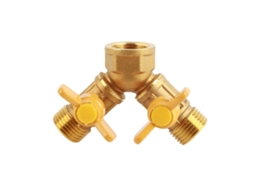 Adaptador de Torneira Dupla de Latão G1/2 para Irrigação com Válvulas Ajustáveis | S/MARCA
