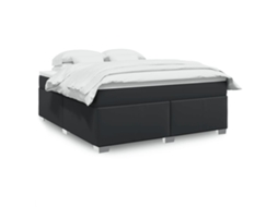 Vidaxl Cama Com Molas/colchão 180x200 Cm Couro Artificial Preto