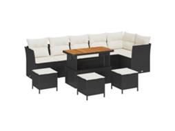 Conjunto 10 Conjunto De Móveis De Jardim Vidaxl Preto Vime Pe (110 X 55 X 71 Cm)