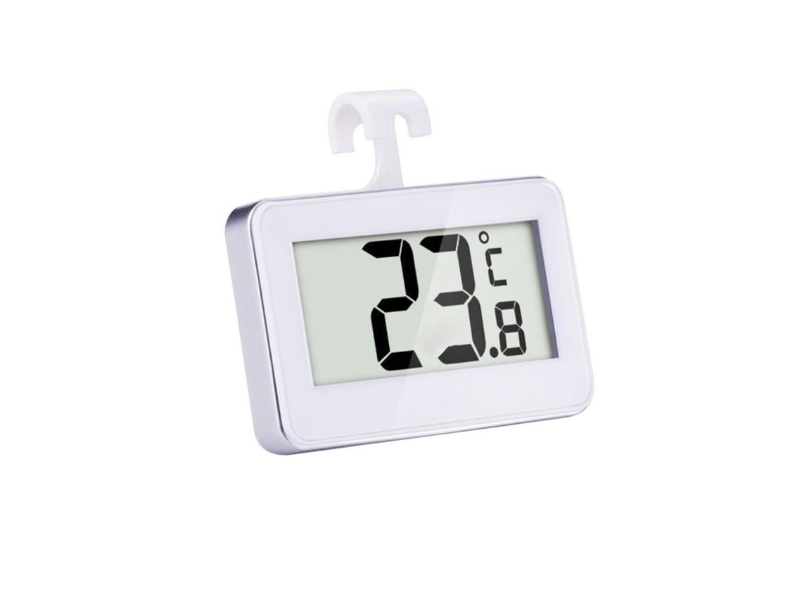Termômetro Digital Para Geladeira Com Suporte E Visor Grande, Branco