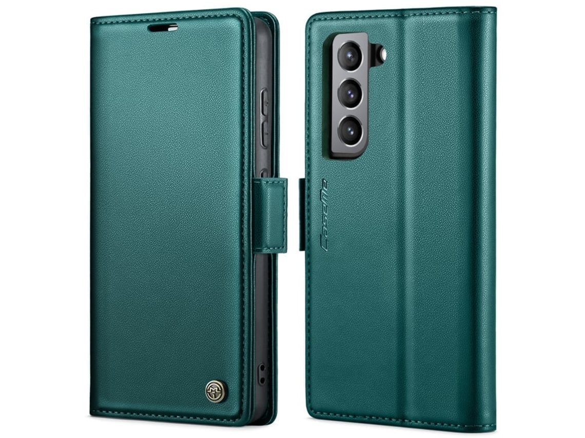 Capa Para Samsung Galaxy S21 Fe 5g Borboleta Fivela Litchi Textura De Telefone De Couro Rfid Antirroubo Azul Perolado
