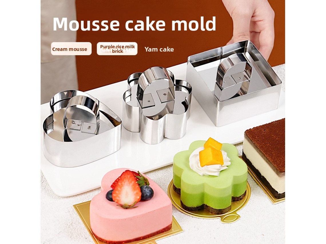 Formas De Aço Inoxidável De Qualidade Alimentar Para Mousse E Sobremesas, 4 Formatos Diferentes, Utensílios Para Confeitaria Caseira.