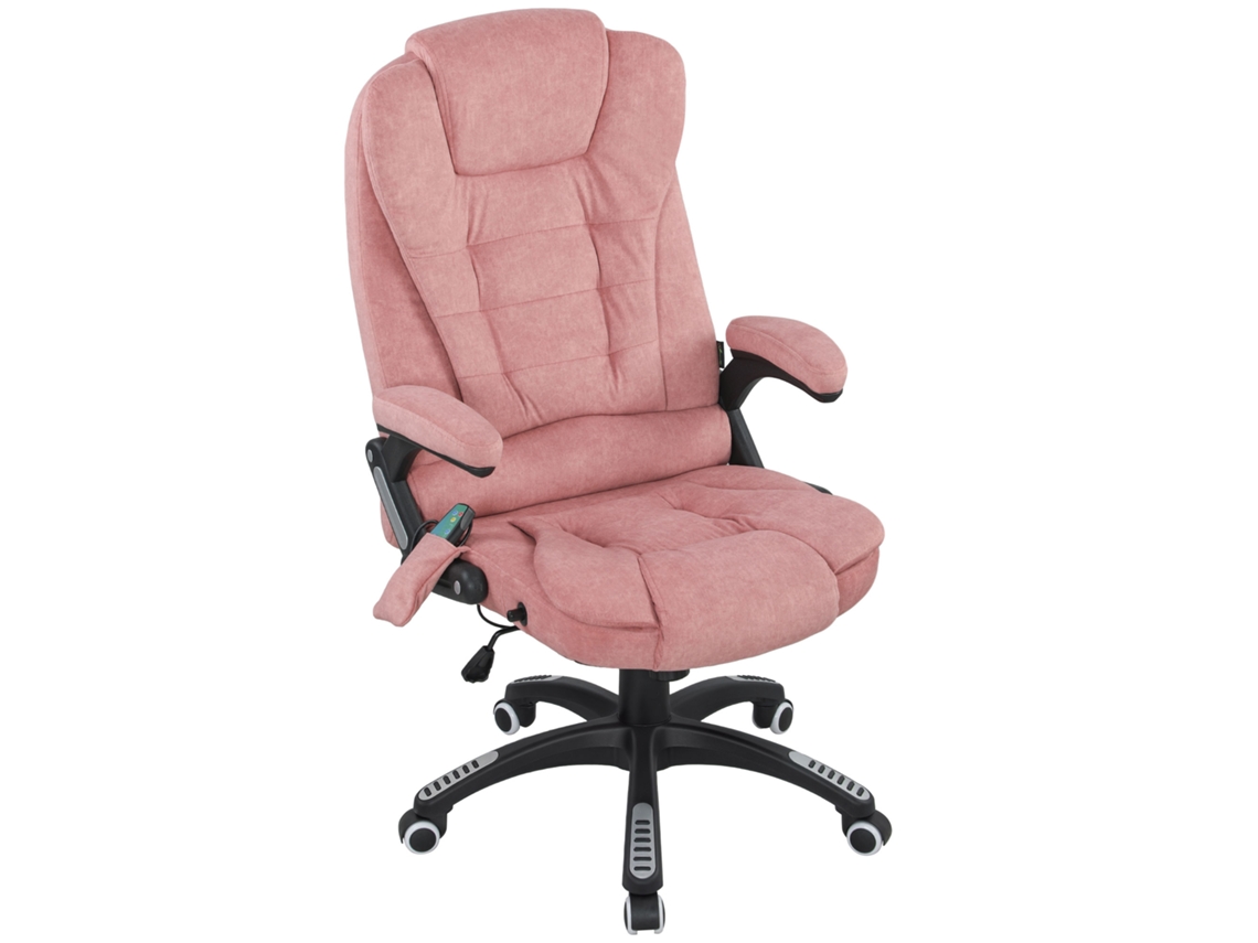 Cadeira de massagem com 6 pontos, reclinável 130°, aquecimento, rosa, 65x71x110-120cm S/MARCA