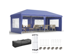 Carpa Desmontável 6x3m com 4 Laterais,4 Janelas Visíveis e Bolsa de Transporte azul BTFORUS