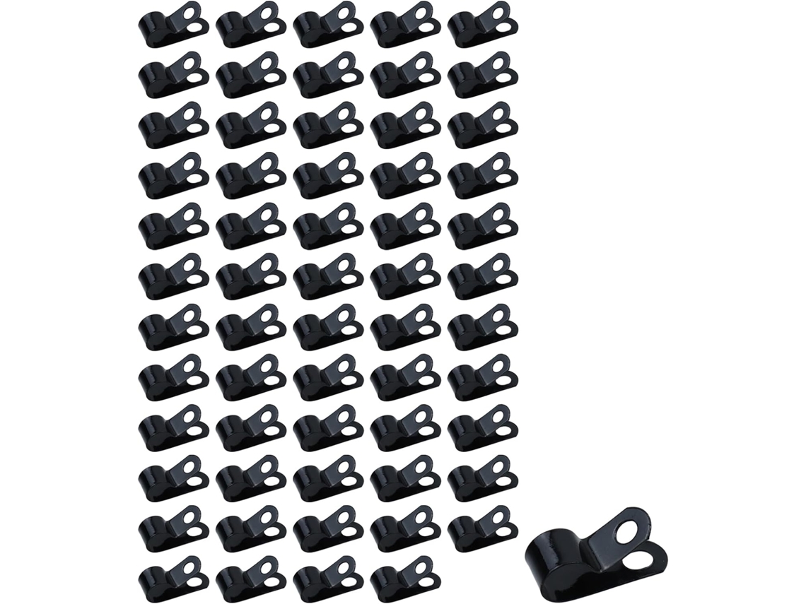 Abraçadeiras De Cabo Tipo R, Suportes De Aço Galvanizado Para Tubo 10 Mm/0, 4 Polegadas, 60 Peças, 0, Pretas