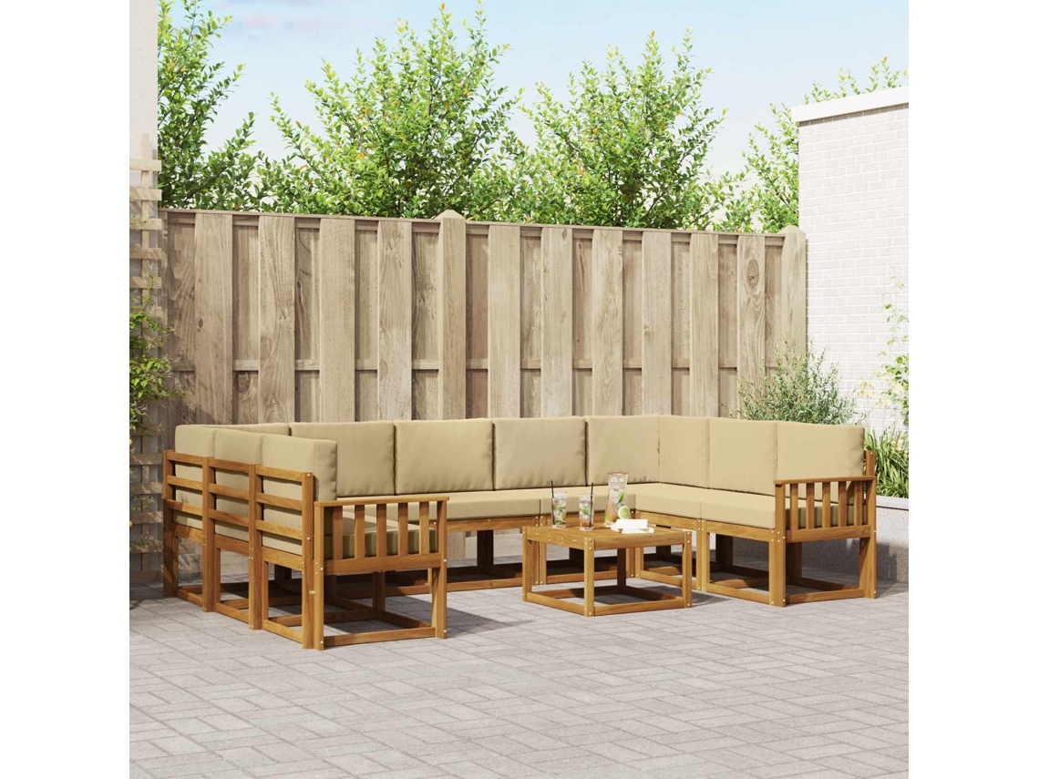 Vidaxl Conjunto De Sofás Para Exterior 10 Unid. Natural E Bege