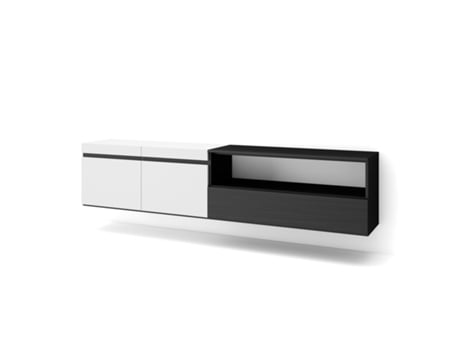 Móvel de Tv 200X45X35cm para Televisores Até 80 Suspensos Branco e Preto SKRAUT HOME