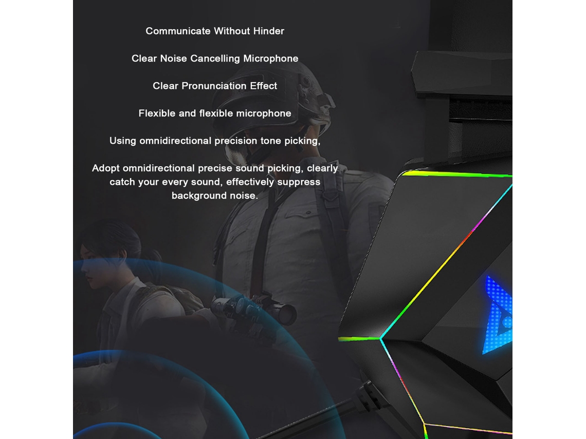 Fone De Ouvido Gamer Taidu Ths300 A3 Pro Com Luzes Rgb Som Surround 7.1 Microfone Para Pc