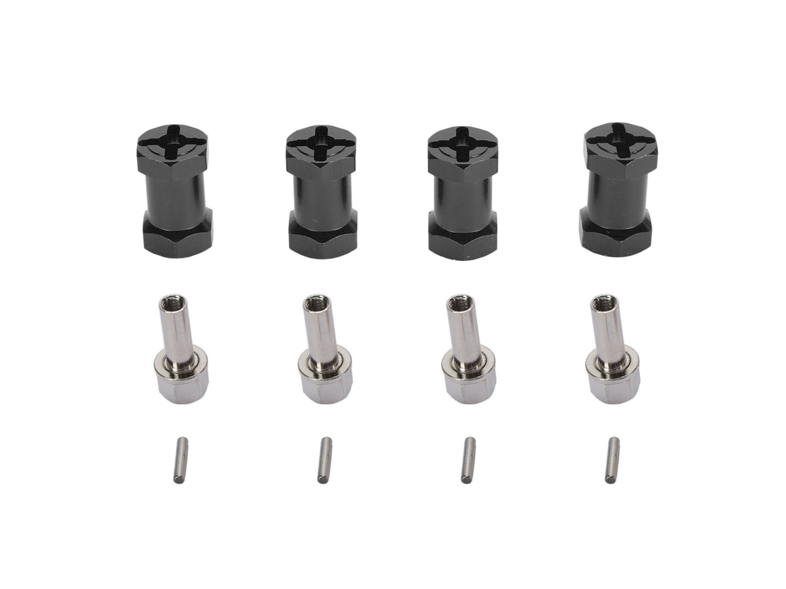 4pcs Adaptadores De Cubo Hexagonal 12mm De Alumínio Com Parafusos Extensão Para Carro Rc 1/10 20mm Preto
